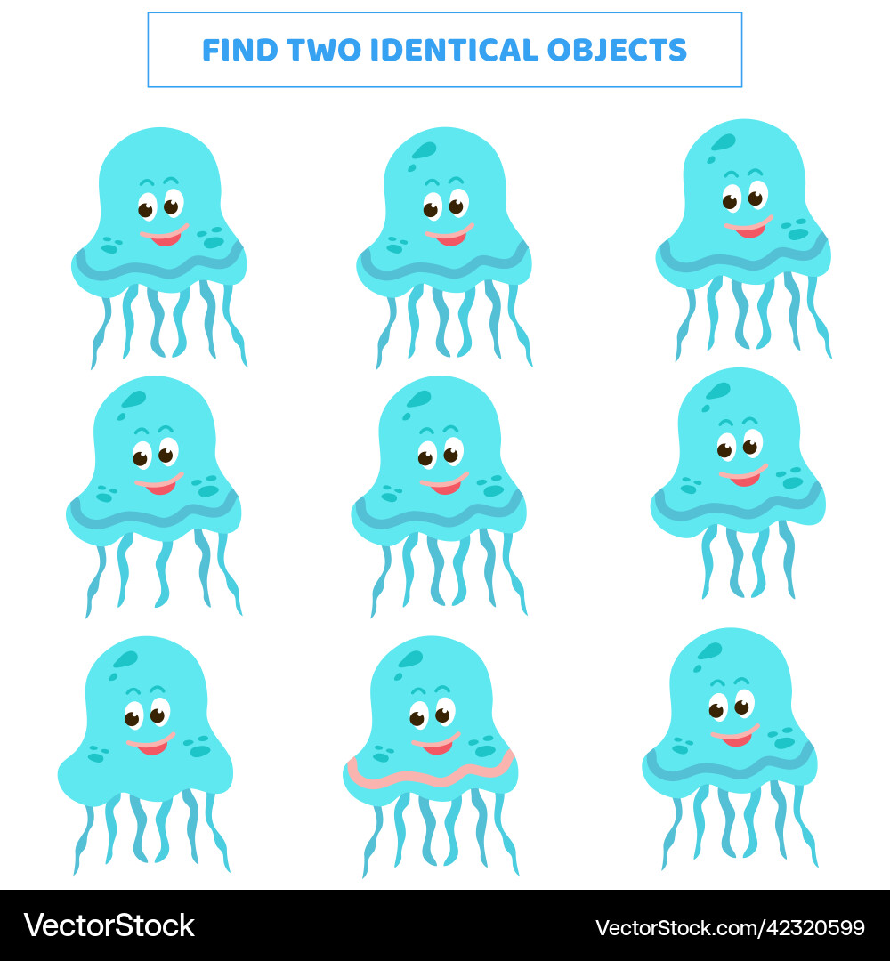 Find two identical objects matching game for kids Find two identical objects matching game for kids vector image