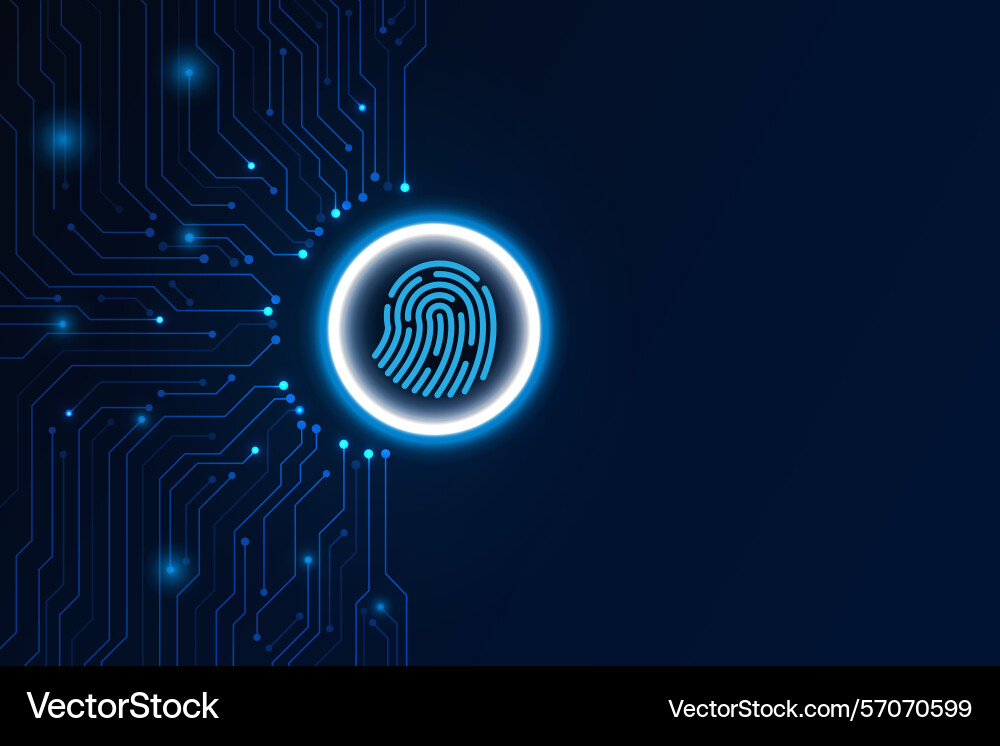 Fingerprint scan internet data storage database vector image