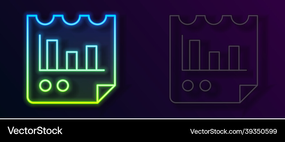 Glowing neon line document with graph chart icon Glowing neon line document with graph chart icon vector image
