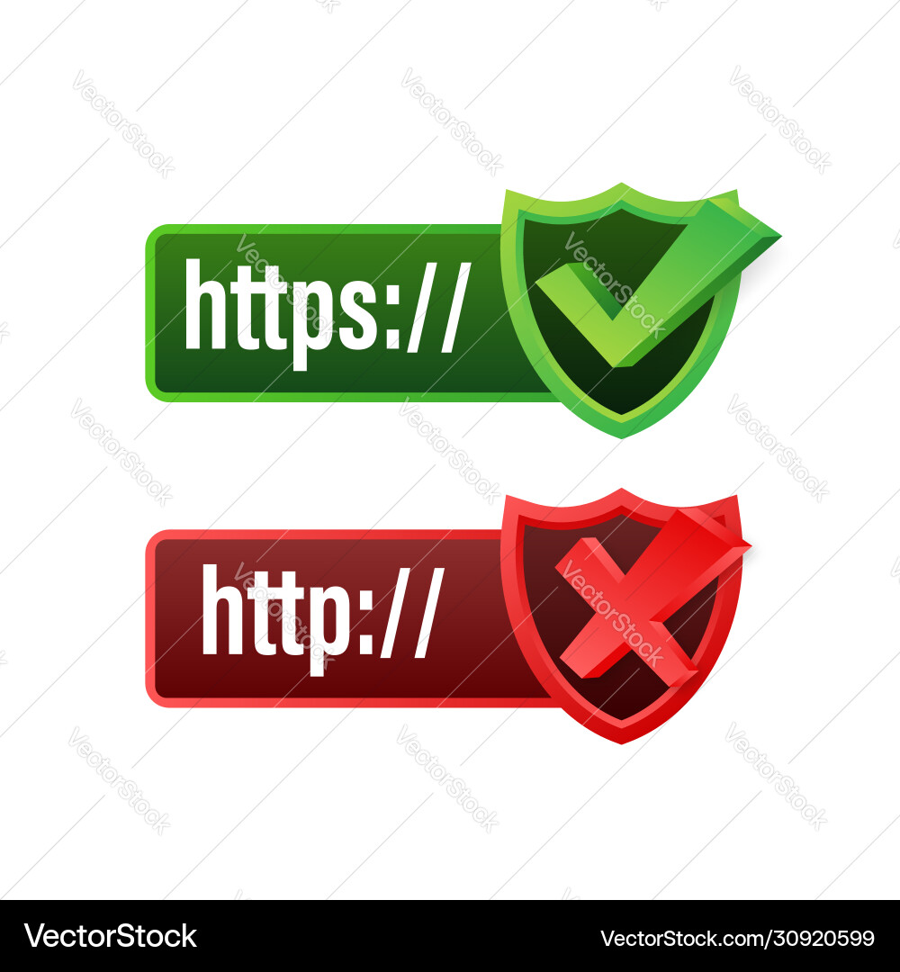 Http and https protocols on shield white Http and https protocols on shield white Vector Image