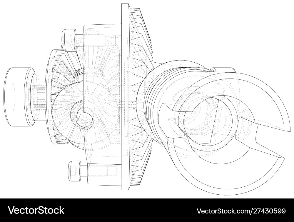 Inside view on gearbox cross section with gears Inside view on gearbox cross section with gears vector image