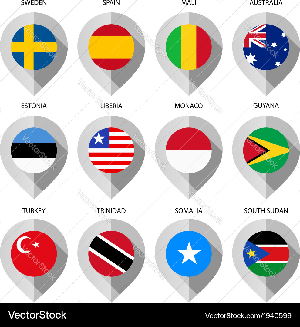 Marker from paper with flag for map - set third Vector Image