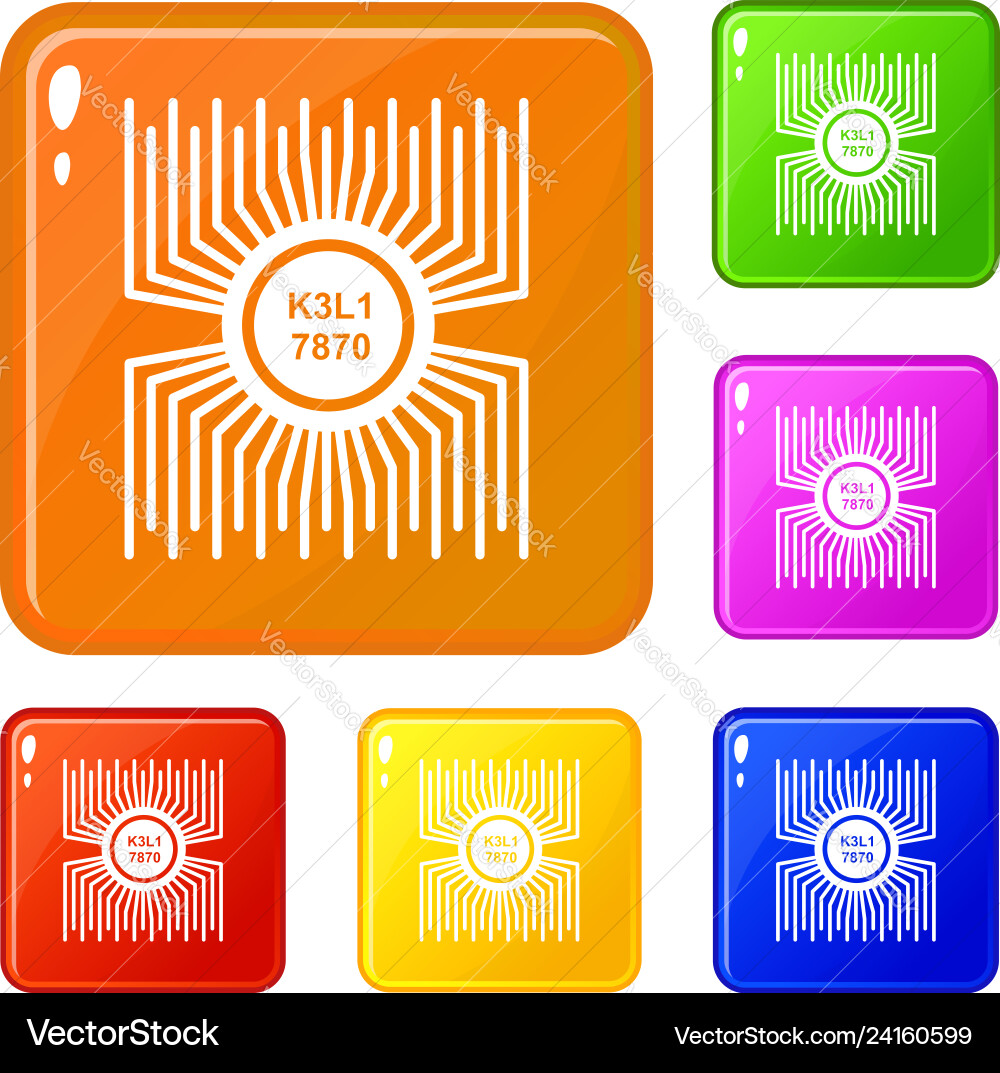 Microprocessor icons set color Microprocessor icons set color vector image