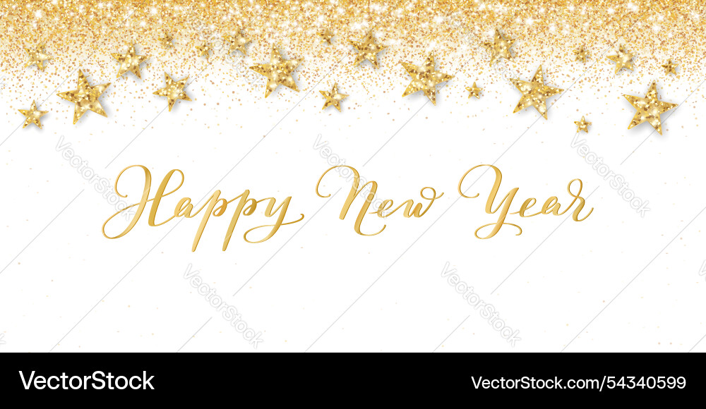 New year banner golden glitter stars decoration New year banner golden glitter stars decoration vector image
