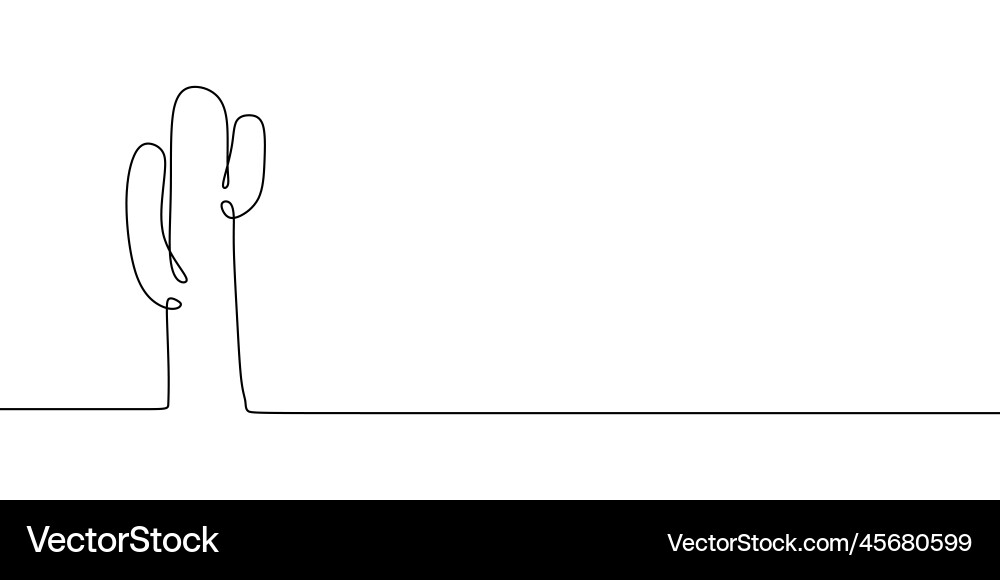 One line drawing cactus continuous lineart design Vector Image