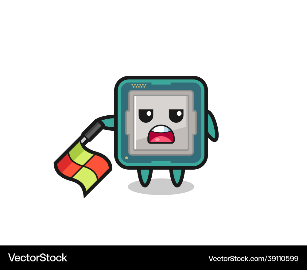 Processor character as line judge hold the flag Processor character as line judge hold the flag vector image