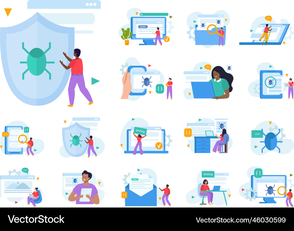 Qa engineer set Vector Image