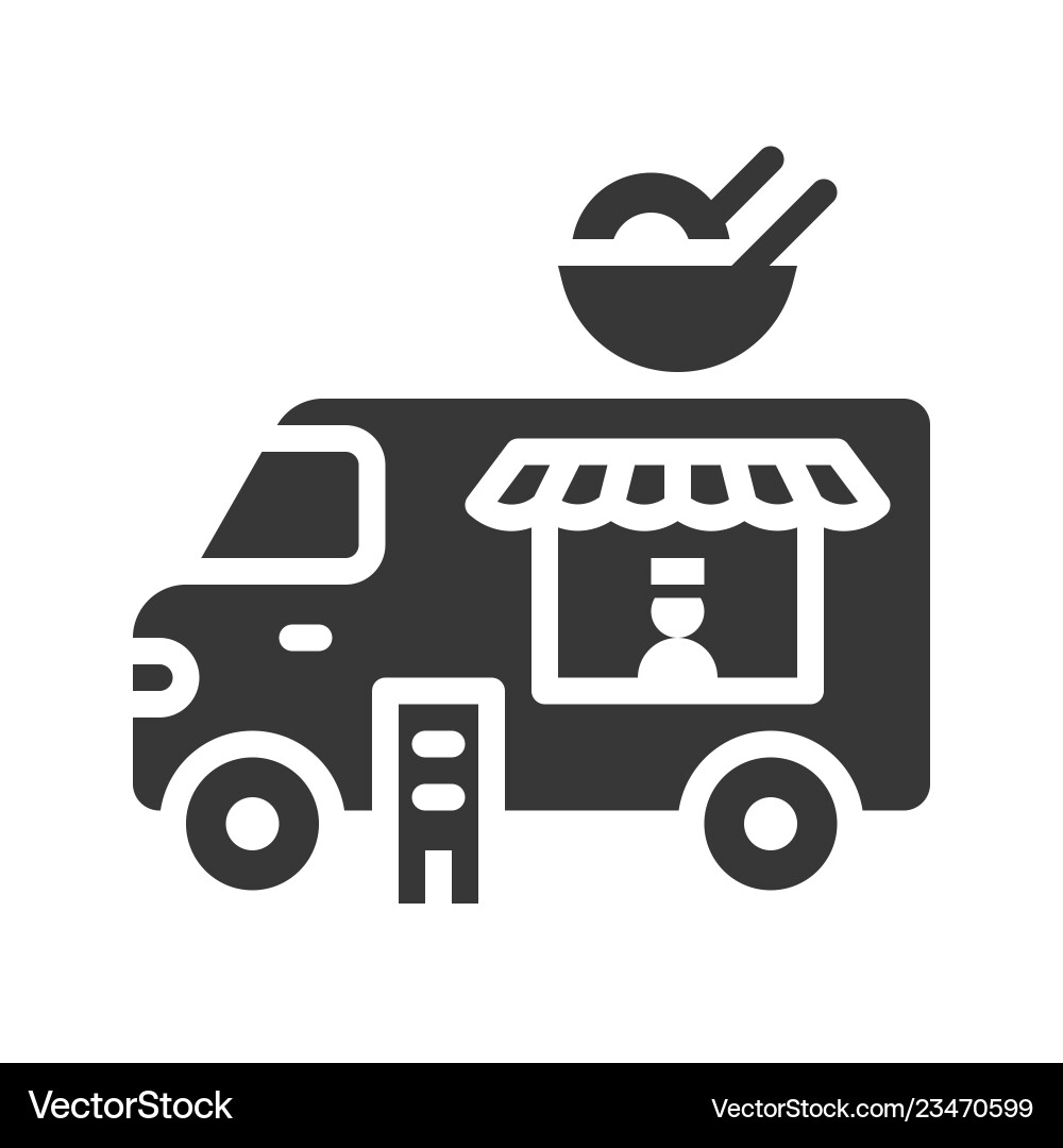 Ramen LKW Essen solide Stil Ikone vektorbild