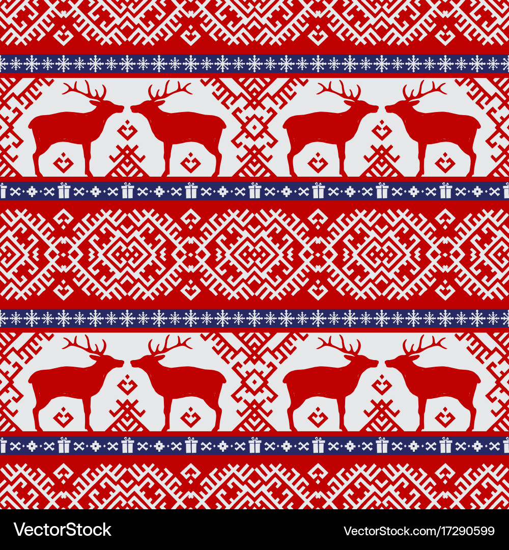 Scandinavian Deer Pattern Vector Image
