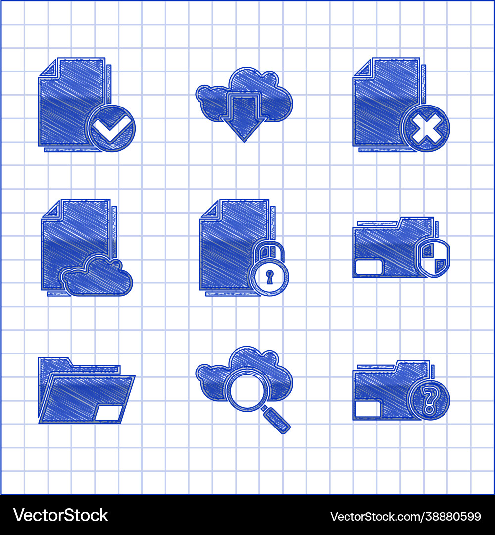 Set document and lock search cloud computing Set document and lock search cloud computing vector image