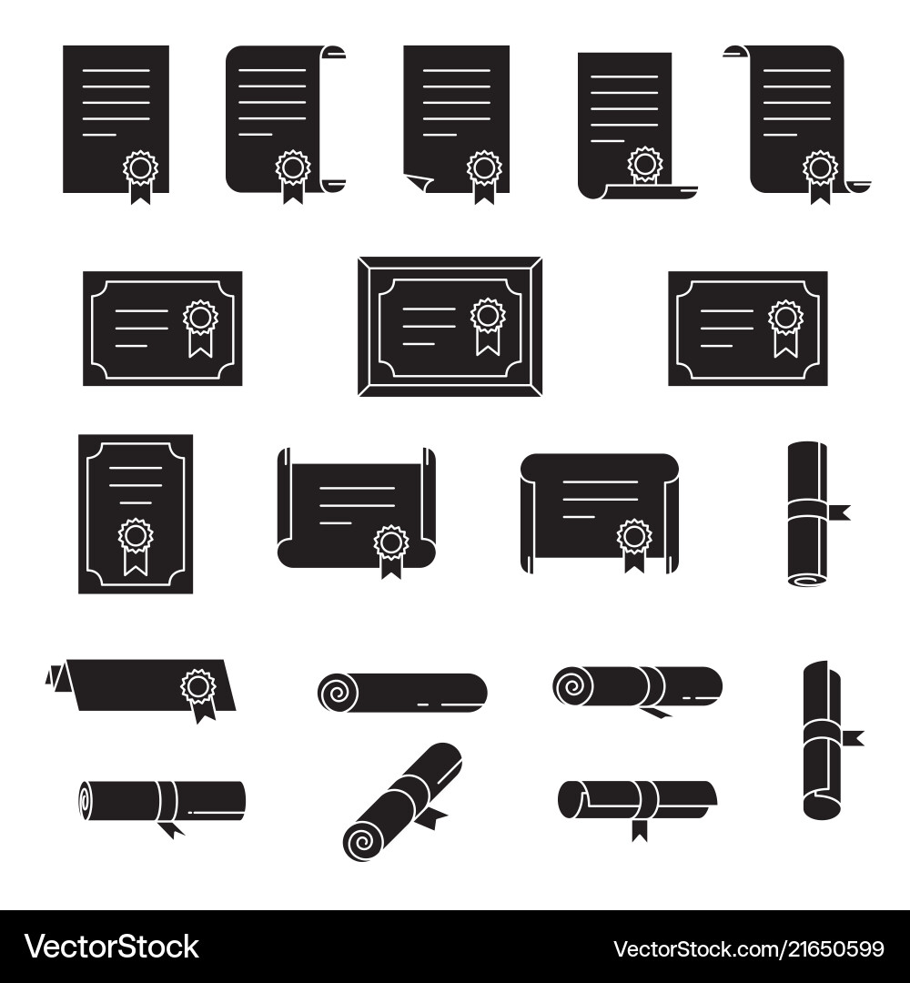 Set of certificate thin line icons simple Set of certificate thin line icons simple vector image