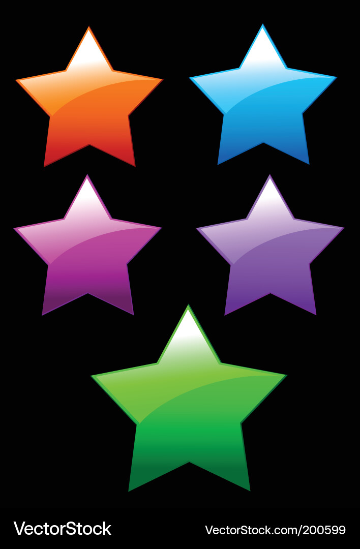 Simple shiny stars buttons vector image