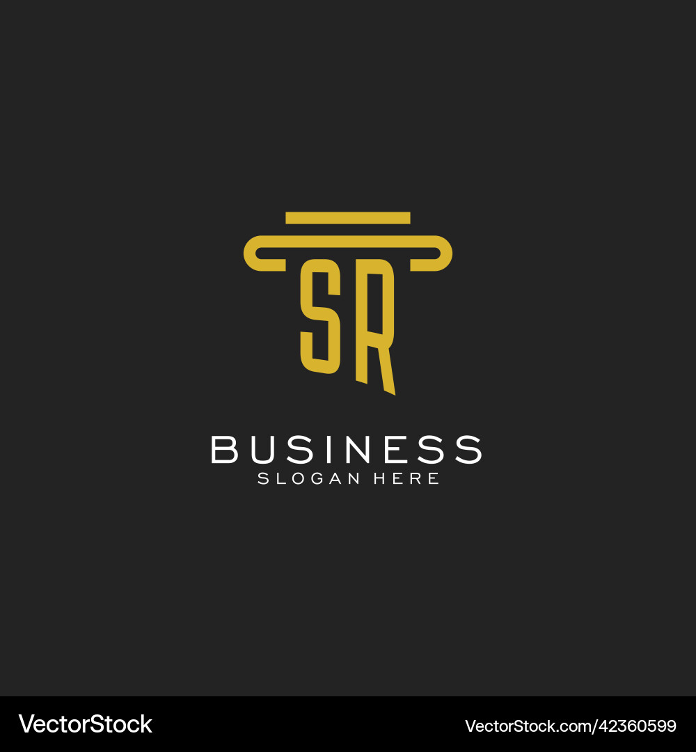 Sr initial logo with simple pillar style design Vector Image