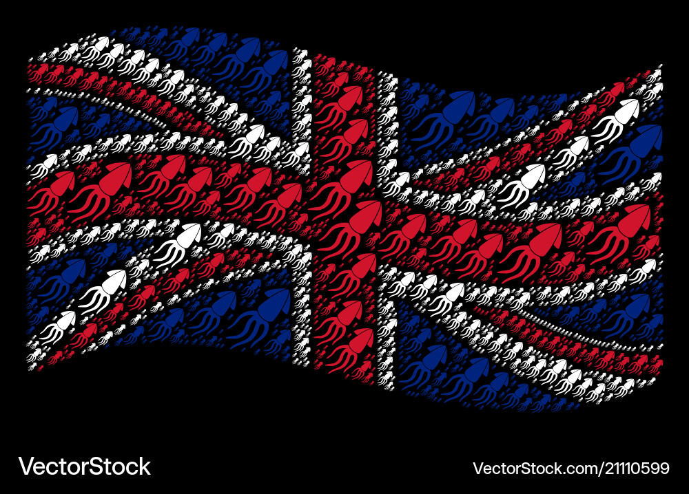 Waving british flag pattern of squid items Waving british flag pattern of squid items Vector Image