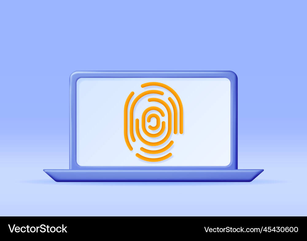 3d fingerprint on computer isolated 3d fingerprint on computer isolated vector image