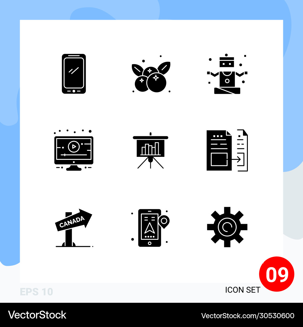 9 universal solid glyphs set for web and mobile Vector Image