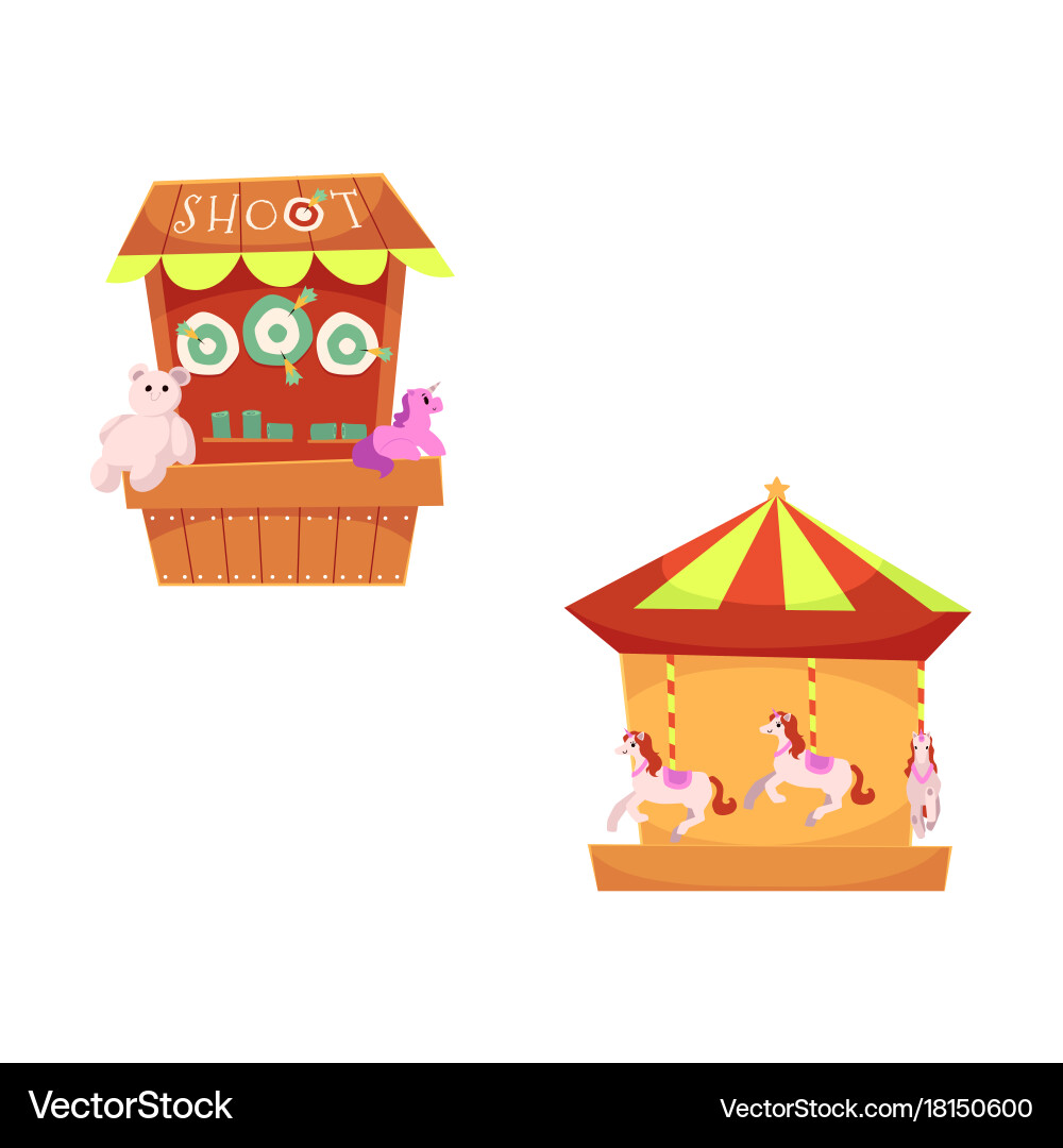 Amusement park objects icon set Vector Image