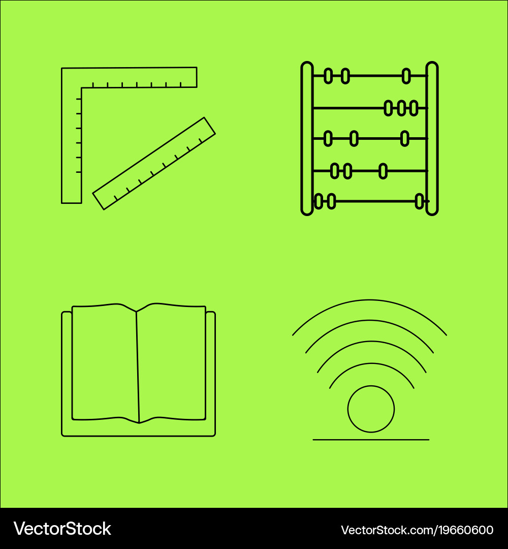 Basic content simple linear outline icon set vector image