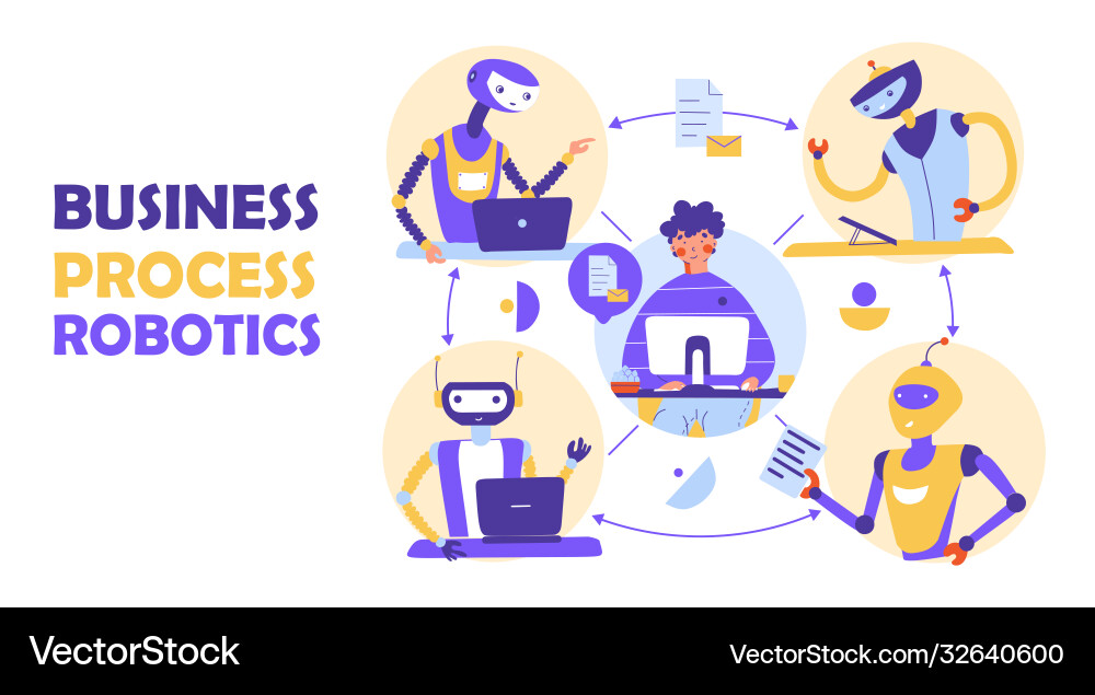 Business process robotization automation remote Business process robotization automation remote vector image