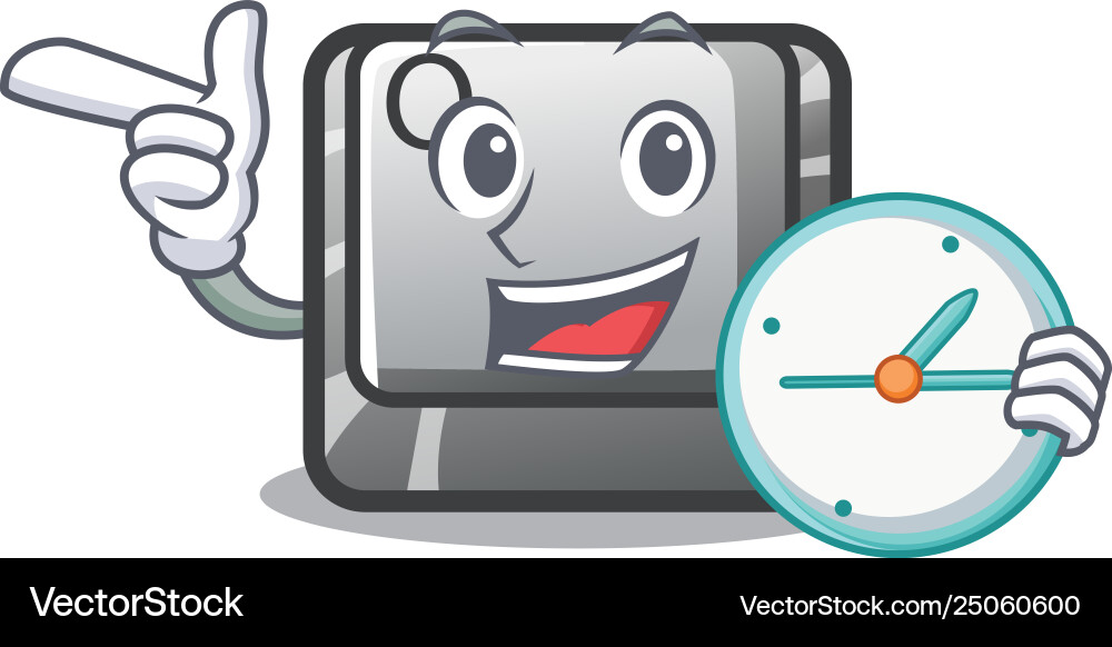 Cartoon Clock Keyboard with Q Button vector image
