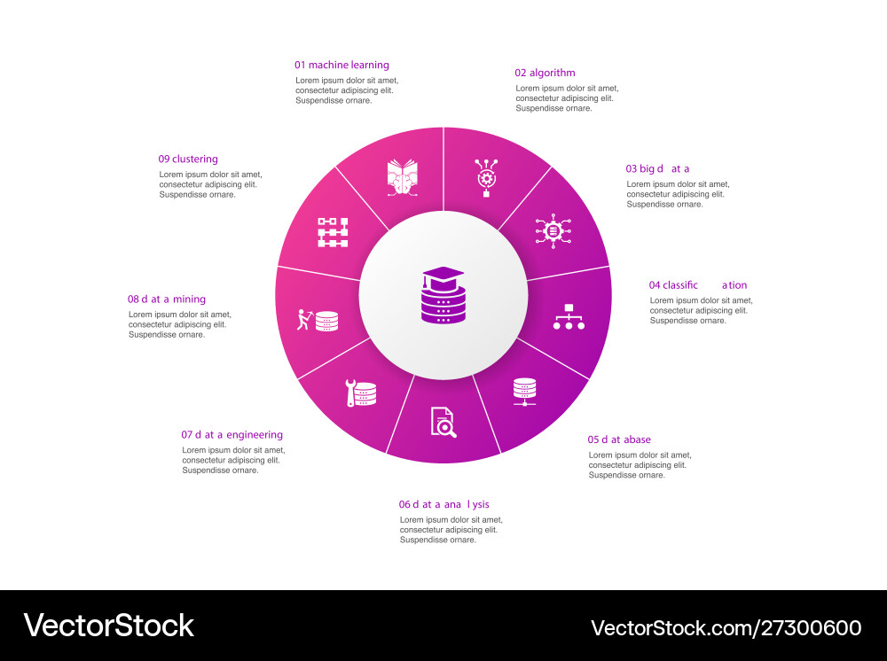 Data science infographic 10 steps circle design Vector Image