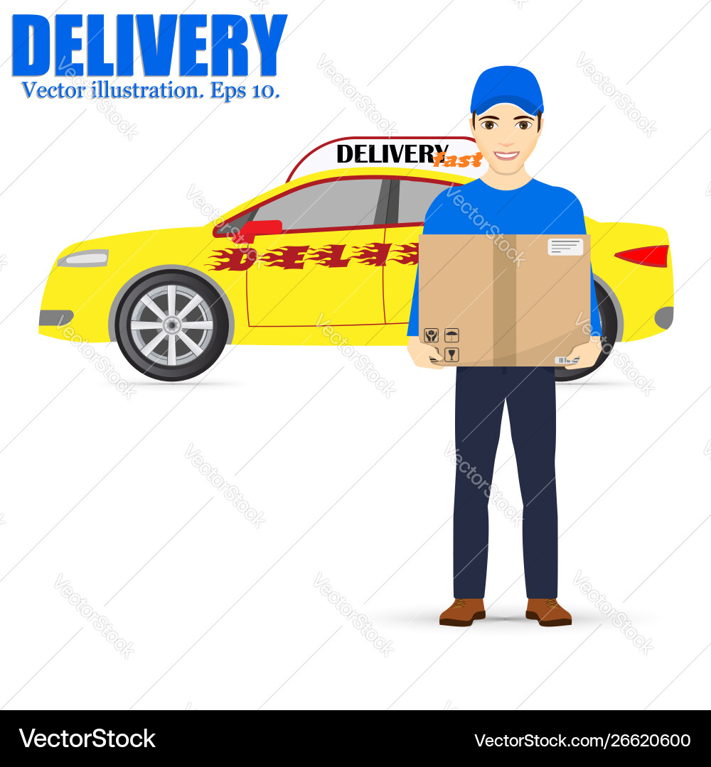 Delivery Man with Package Vector Image