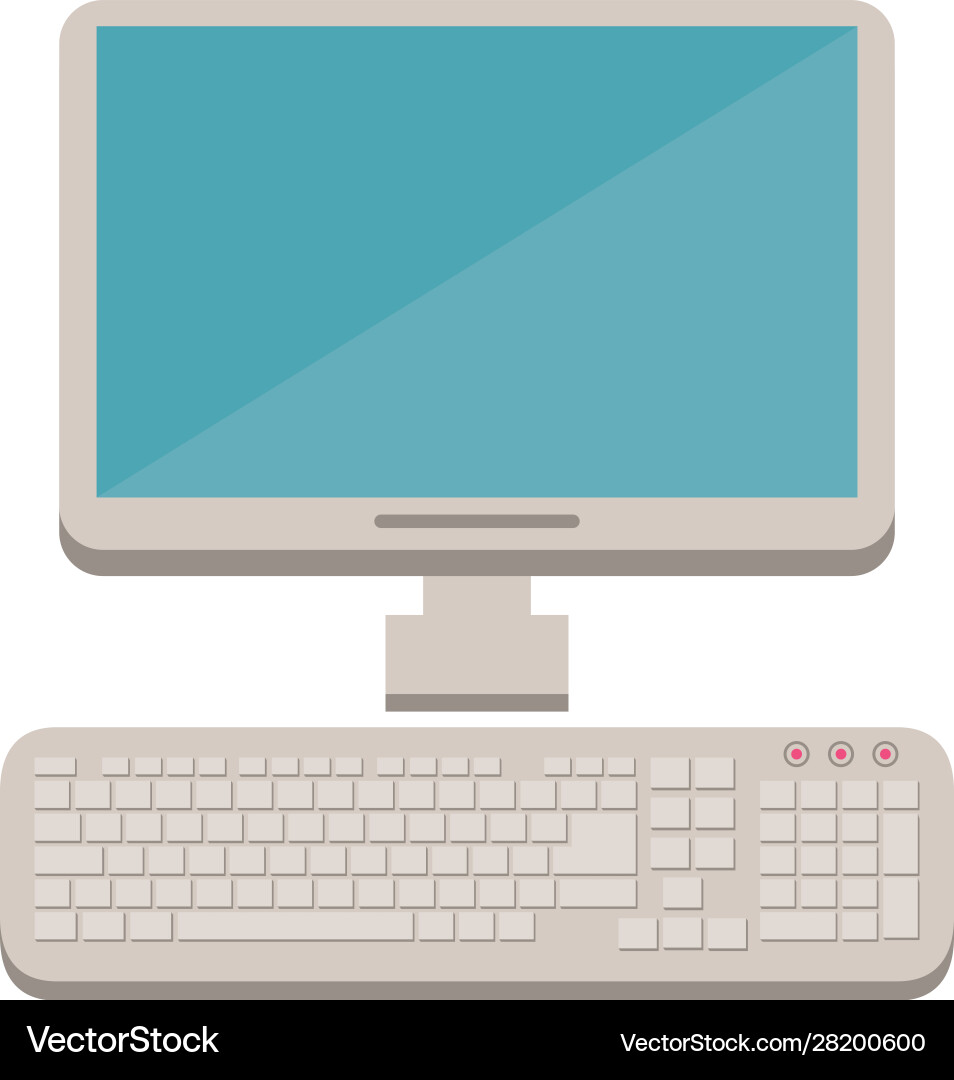 Desktop computer with keyboard icon Desktop computer with keyboard icon Vector Image
