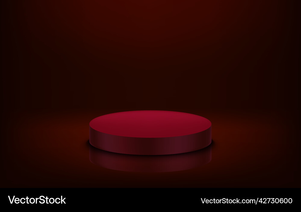 Dusk red studio with round platform 3d vector image