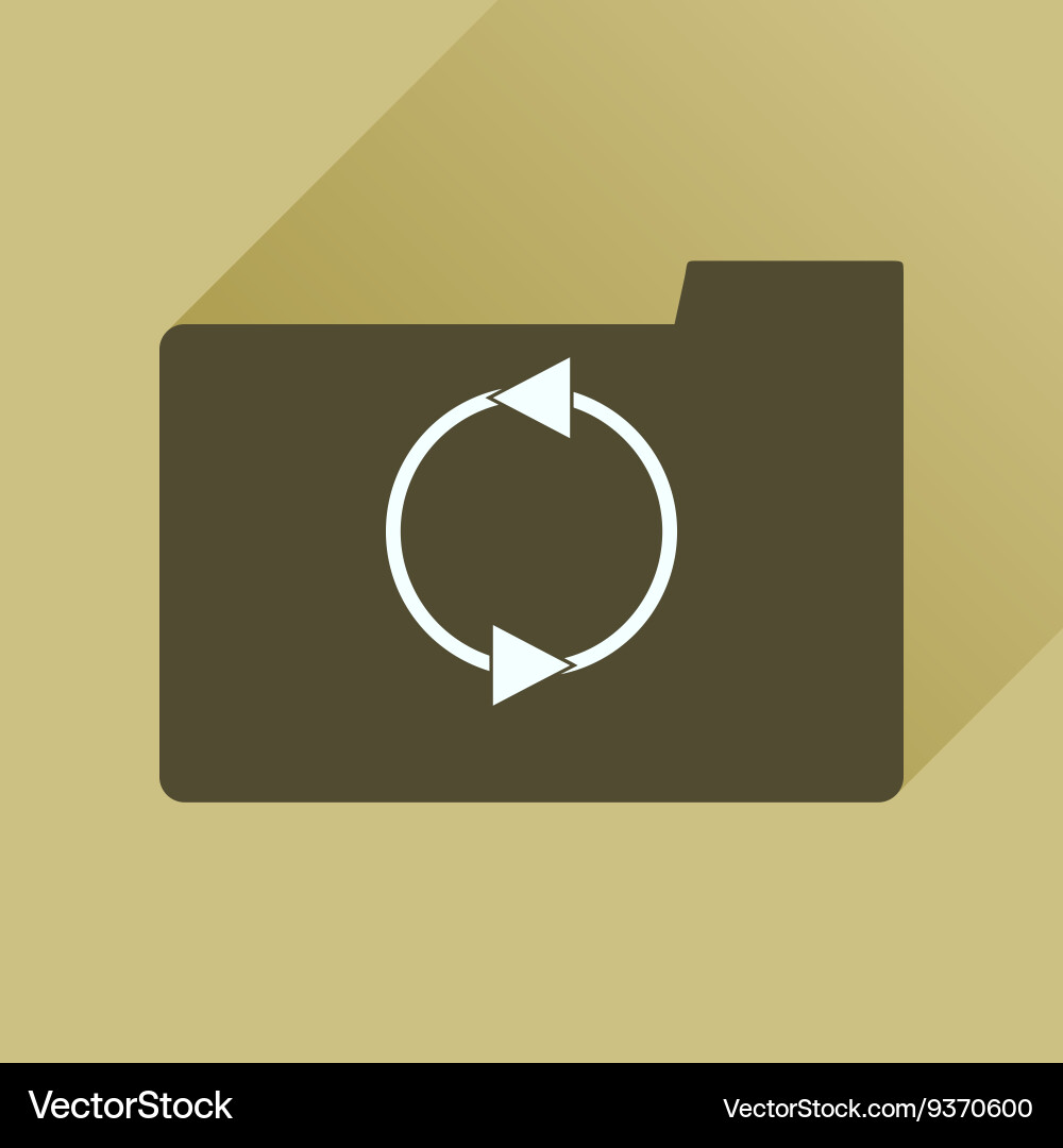 Flat icon with long shadow folder arrow vector image