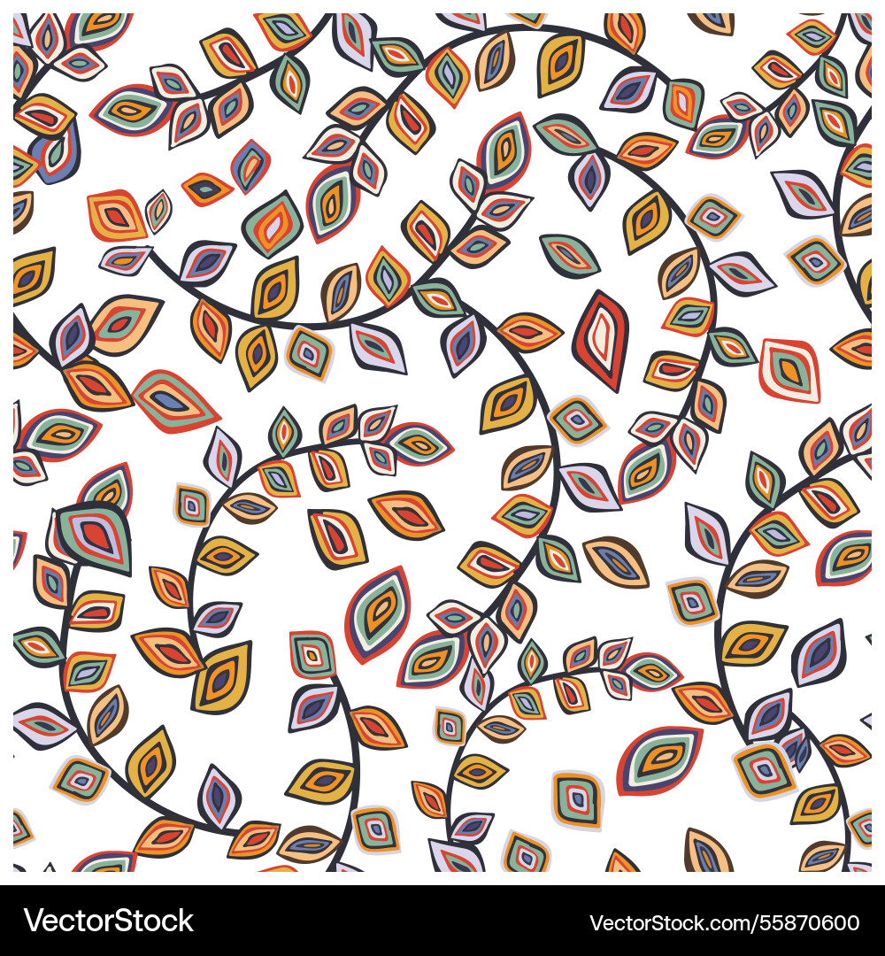 Leaf branches hand drawn print pattern design Leaf branches hand drawn print pattern design vector image