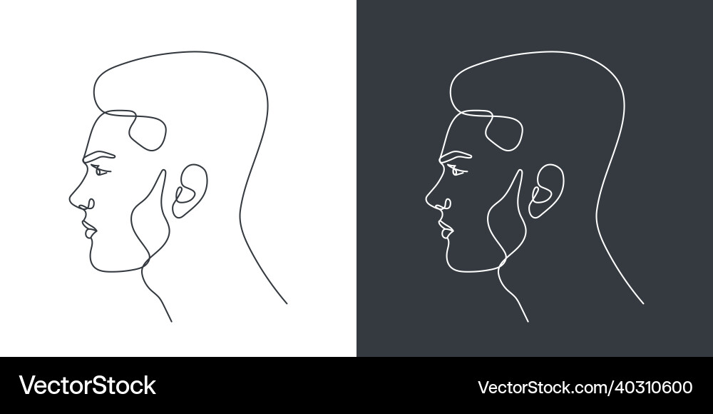 Mans faces in one line art style Mans faces in one line art style vector image