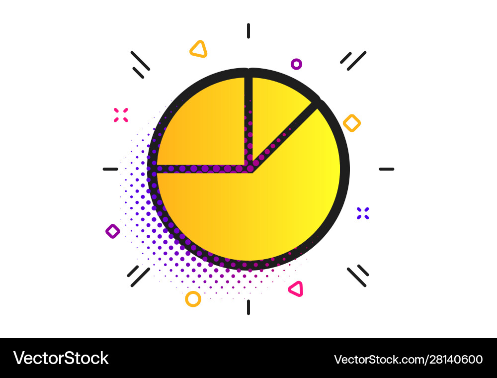Pie chart graph sign icon diagram button Vector Image