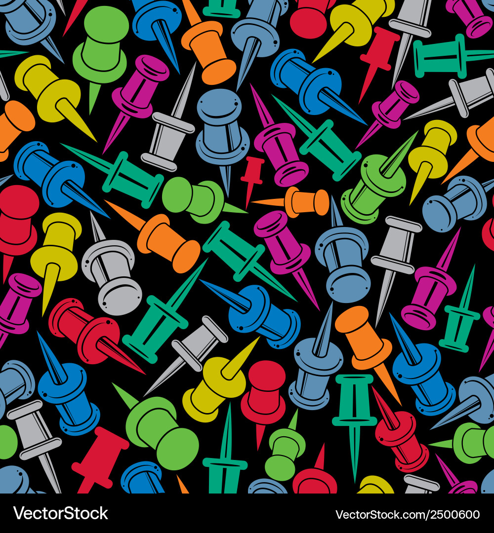 Push pins seamless background icon set elements vector image