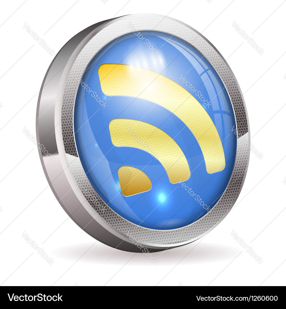 Rss feed news button vector image