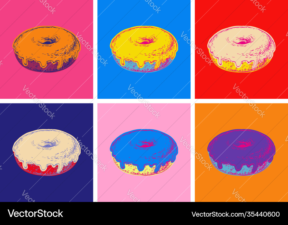 Set donuts pop art style Set donuts pop art style vector image