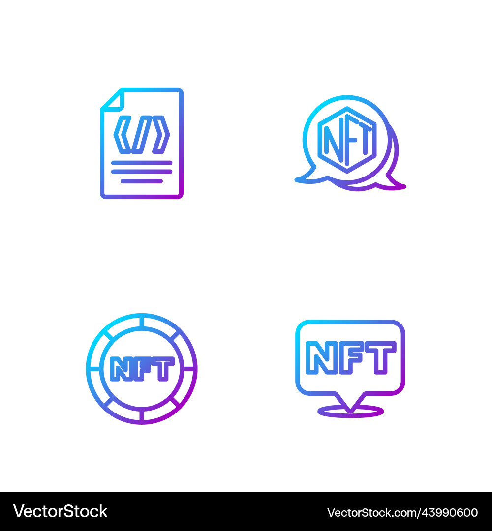 Set line nft digital crypto art binary code Set line nft digital crypto art binary code vector image