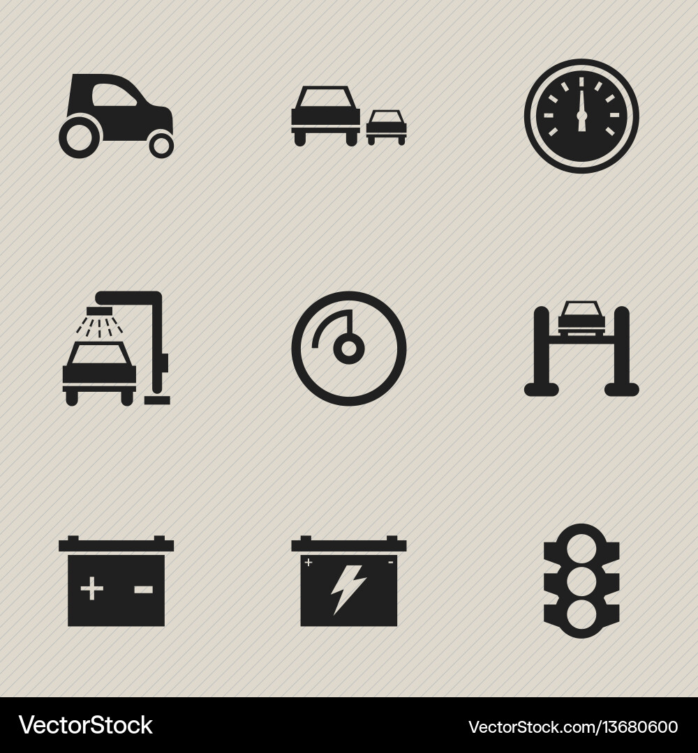 Set of 9 editable vehicle icons includes symbols Set of 9 editable vehicle icons includes symbols vector image