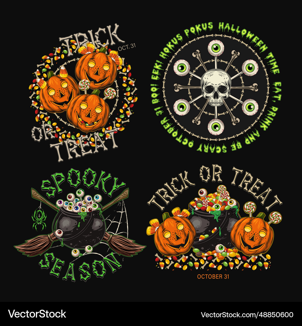 Set of labels with halloween objects Set of labels with halloween objects Vector Image