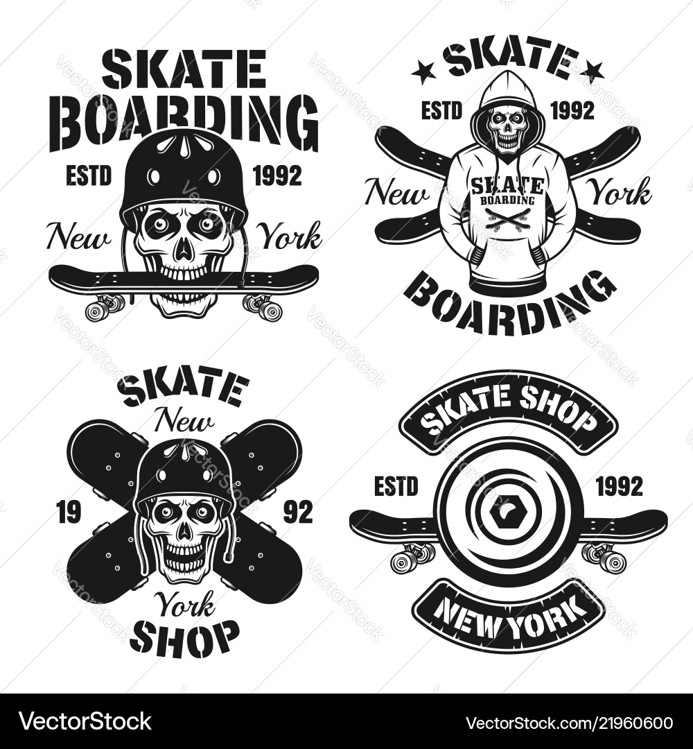 Skateboarding extreme sport set of emblems Skateboarding extreme sport set of emblems vector image