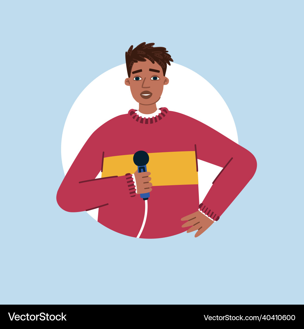 Stand-up show speech by a man with microphone Stand-up show speech by a man with microphone vector image