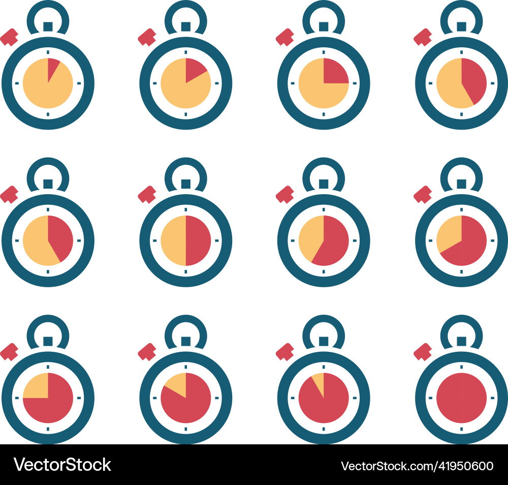Timer symbols 24 hour animation clocks fast Timer symbols 24 hour animation clocks fast vector image