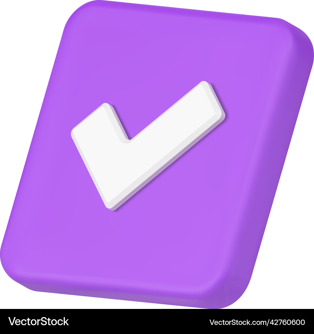 Violet done checkbox diagonal placed check mark Violet done checkbox diagonal placed check mark vector image