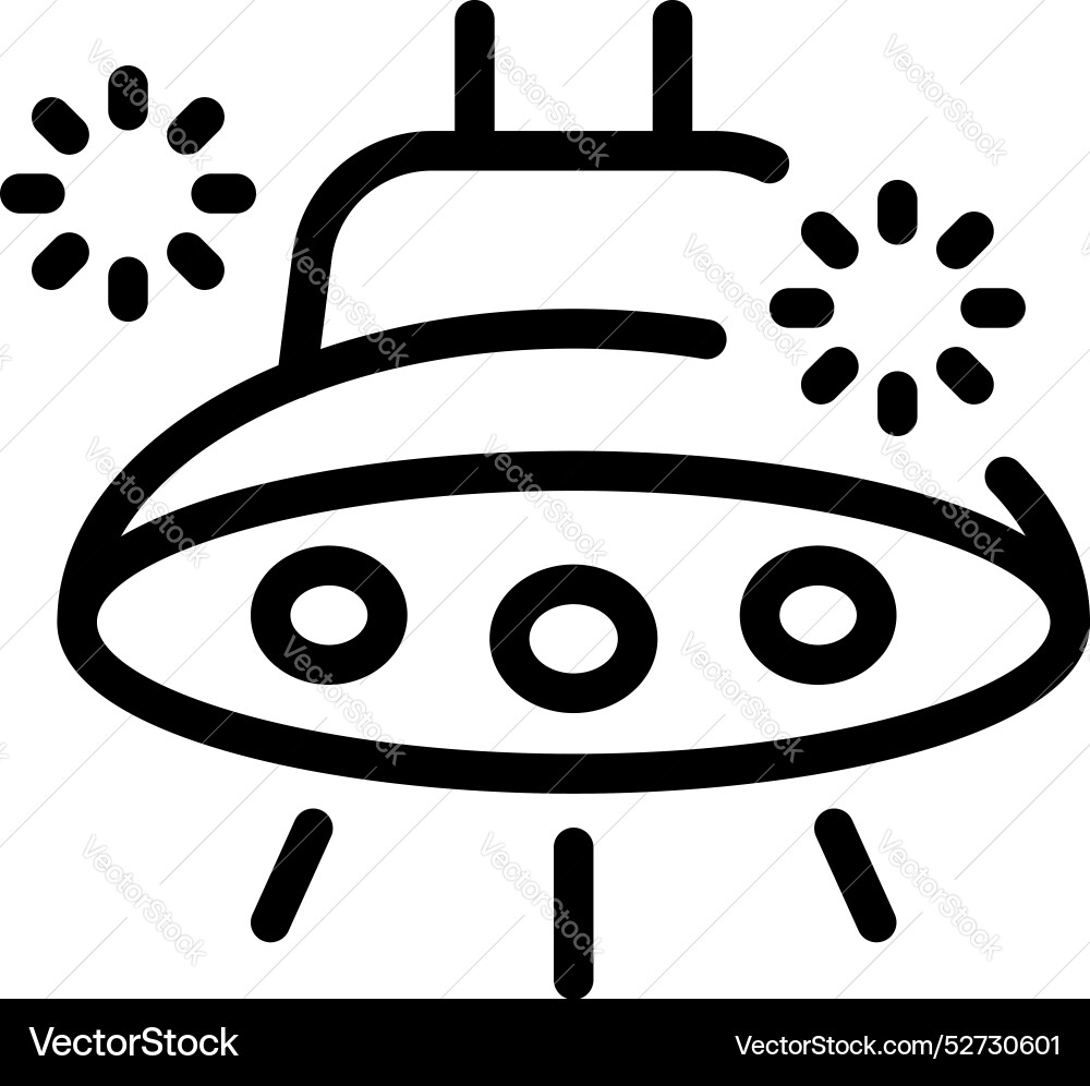 Alien spaceship flying through space with lights Alien spaceship flying through space with lights vector image