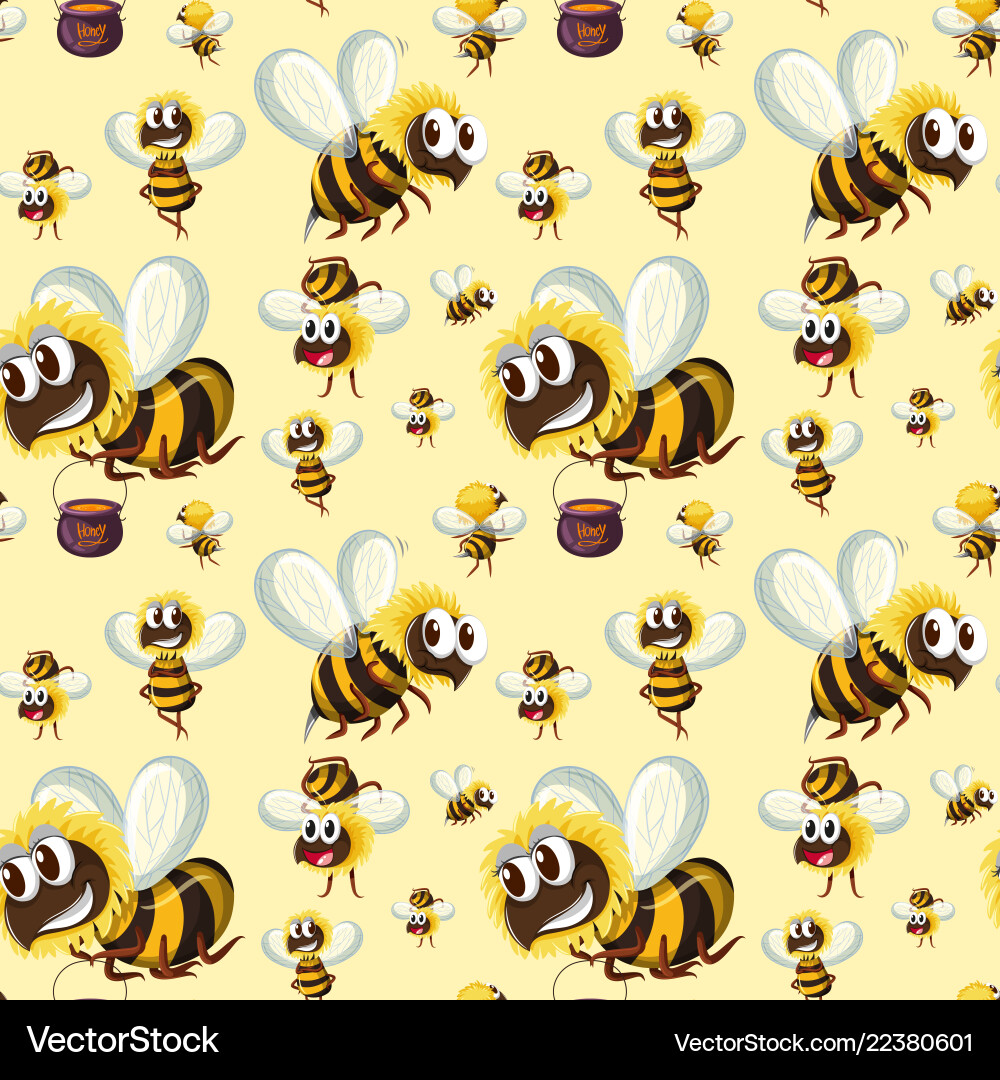 Bee Pattern - Seamless Repeat vector image