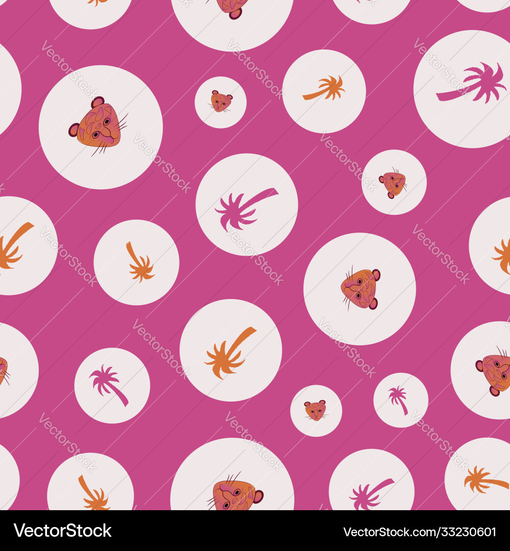 Cheetahs and palm trees repeat pattern print Cheetahs and palm trees repeat pattern print vector image