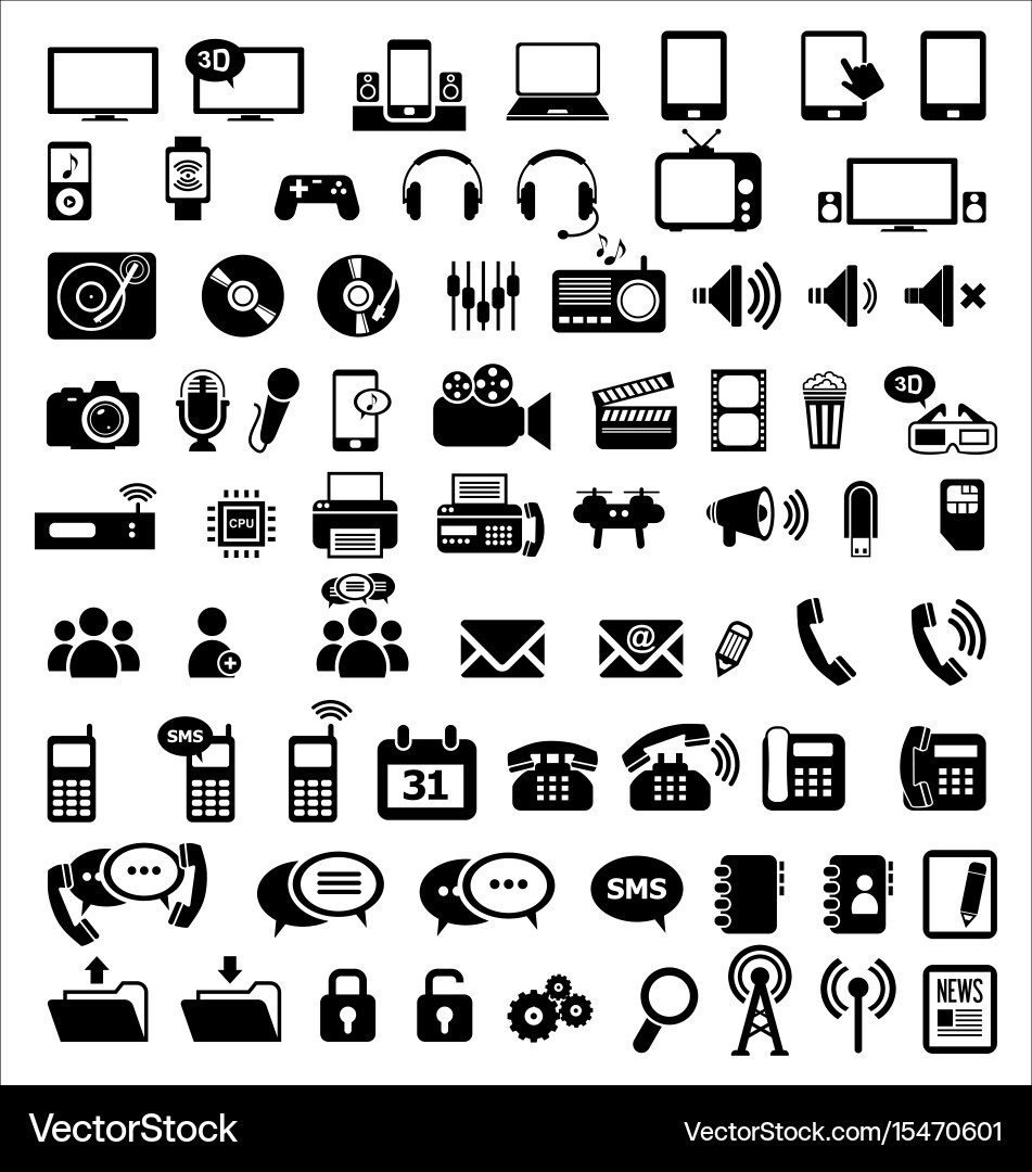 Communication & Media Icons Royalty Free Vector Image
