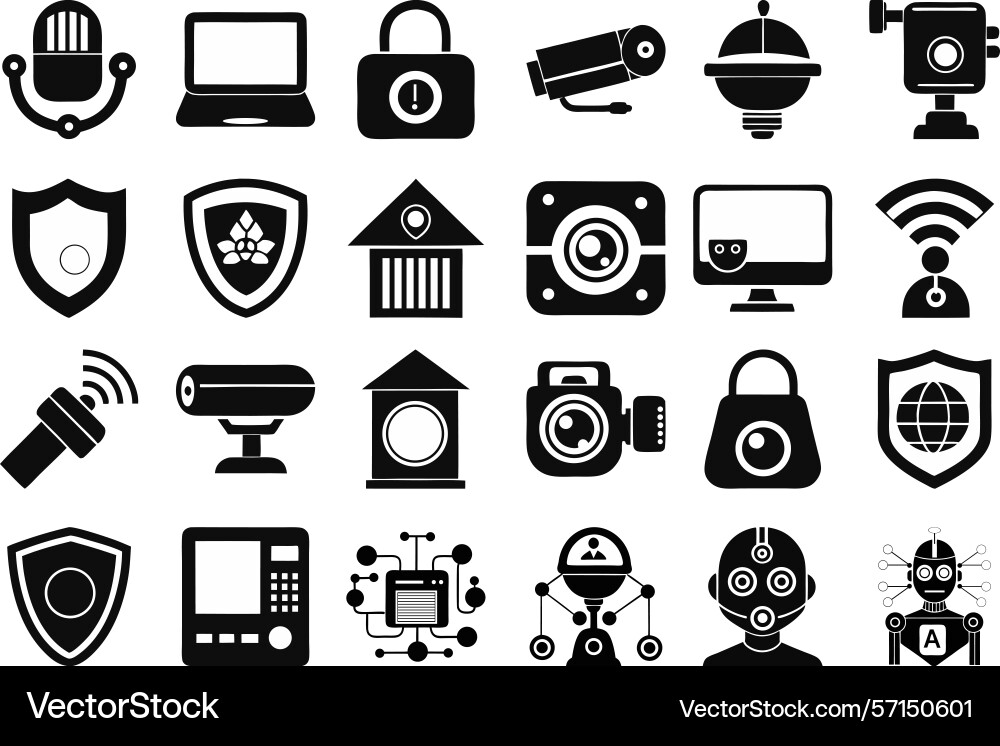 Cyber security icon collection with lock shield Vector Image