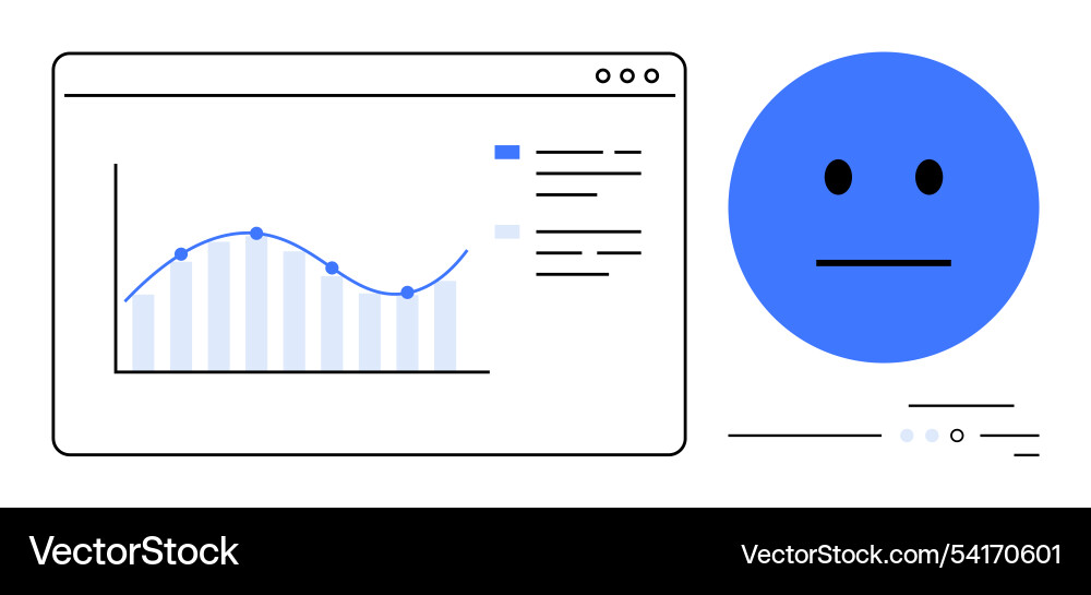 Data analysis interface with neutral emoticon Data analysis interface with neutral emoticon vector image