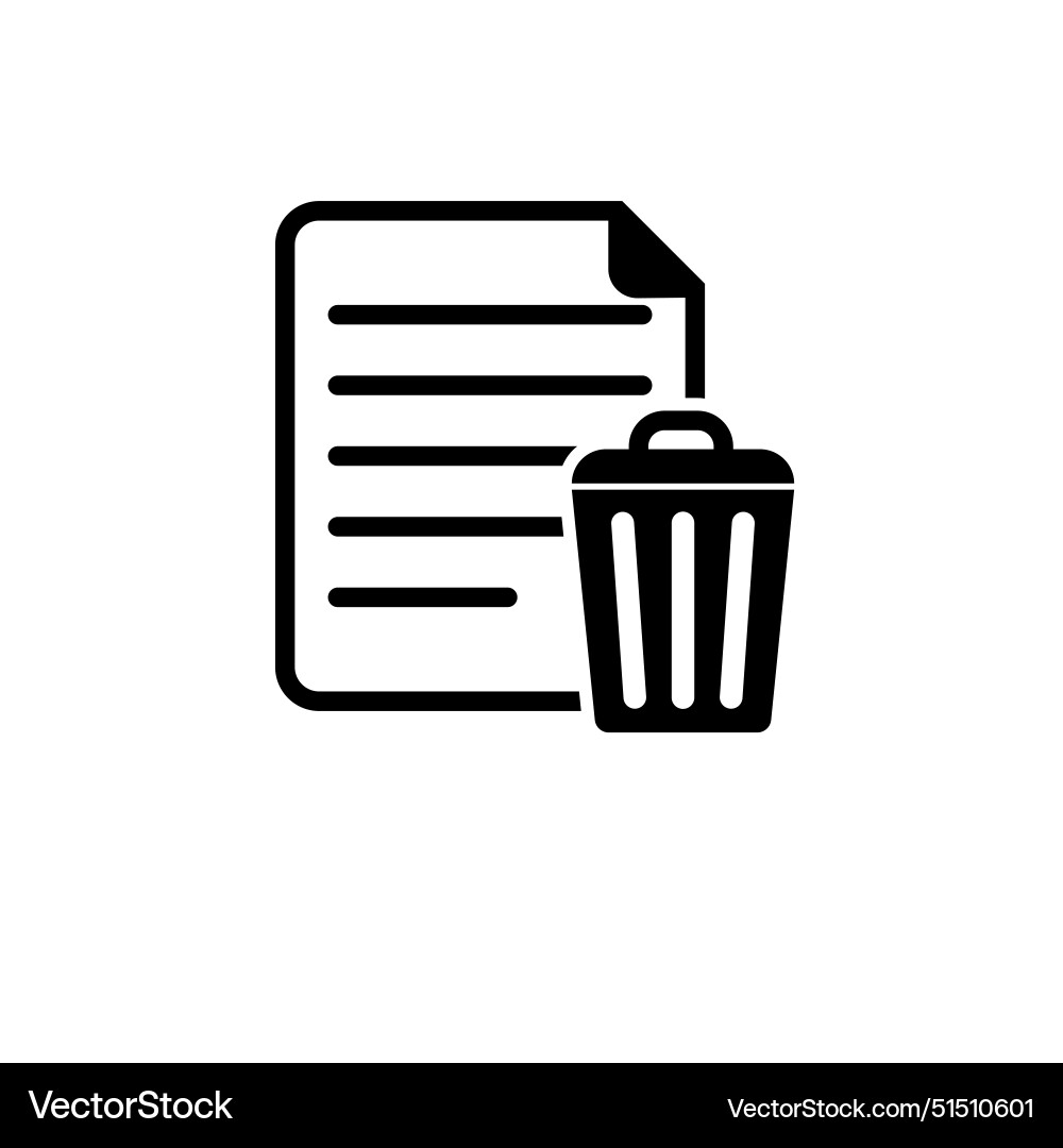 Delete file trash paper document solid flat icon Delete file trash paper document solid flat icon vector image
