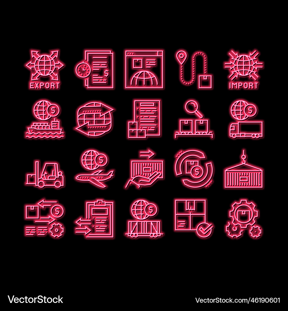 Export import logistic neon glow icon Export import logistic neon glow icon Vector Image